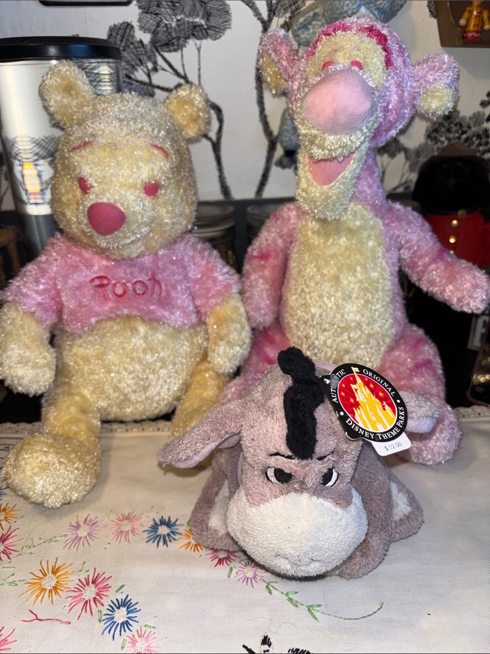 EUC Disney Store Valentine's or Cherry Blossom collection fuzzy pink plush toys